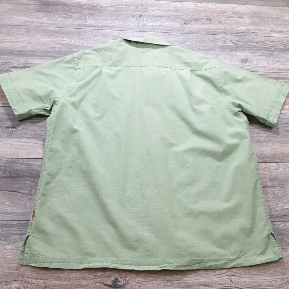 Izod Mens Large Short Sleeve Shirt Office Casual Dress Green Vacation Sport - Picture 7 of 9